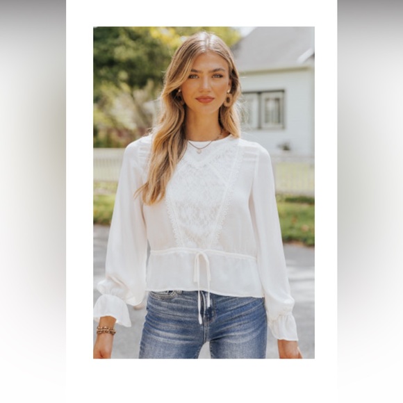 White drawstring blouse - Picture 4 of 4